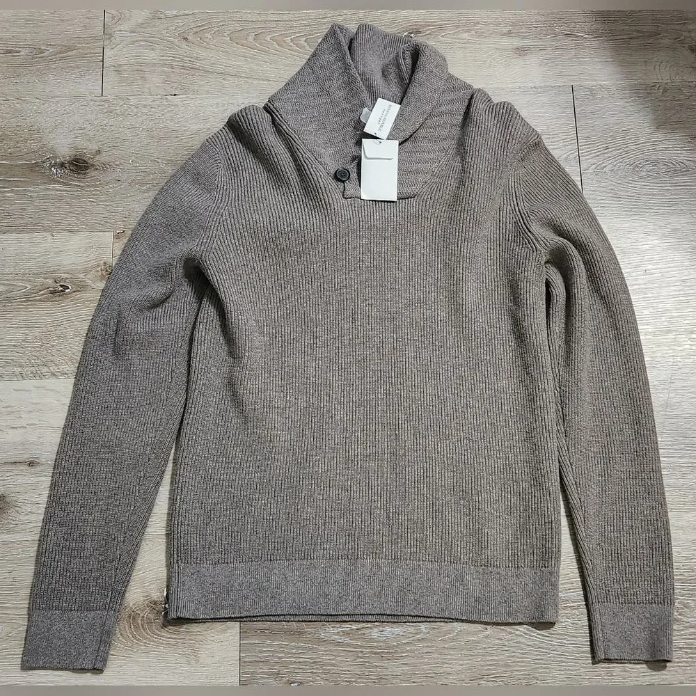 NWT Banana Republic Sweater Mens Brown Pullover Long Sleeve Shawl Neck size S